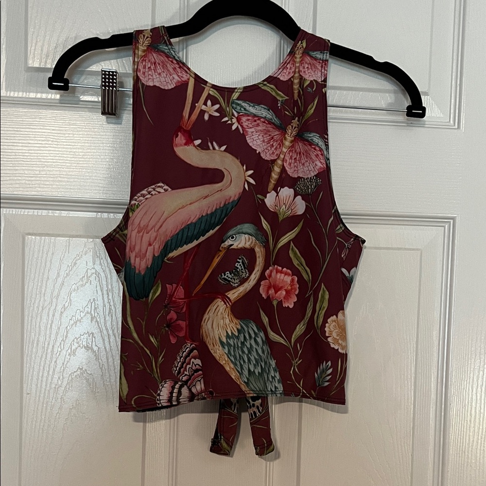 Yoga Democracy Floral Burgundy Sleeveless Top
